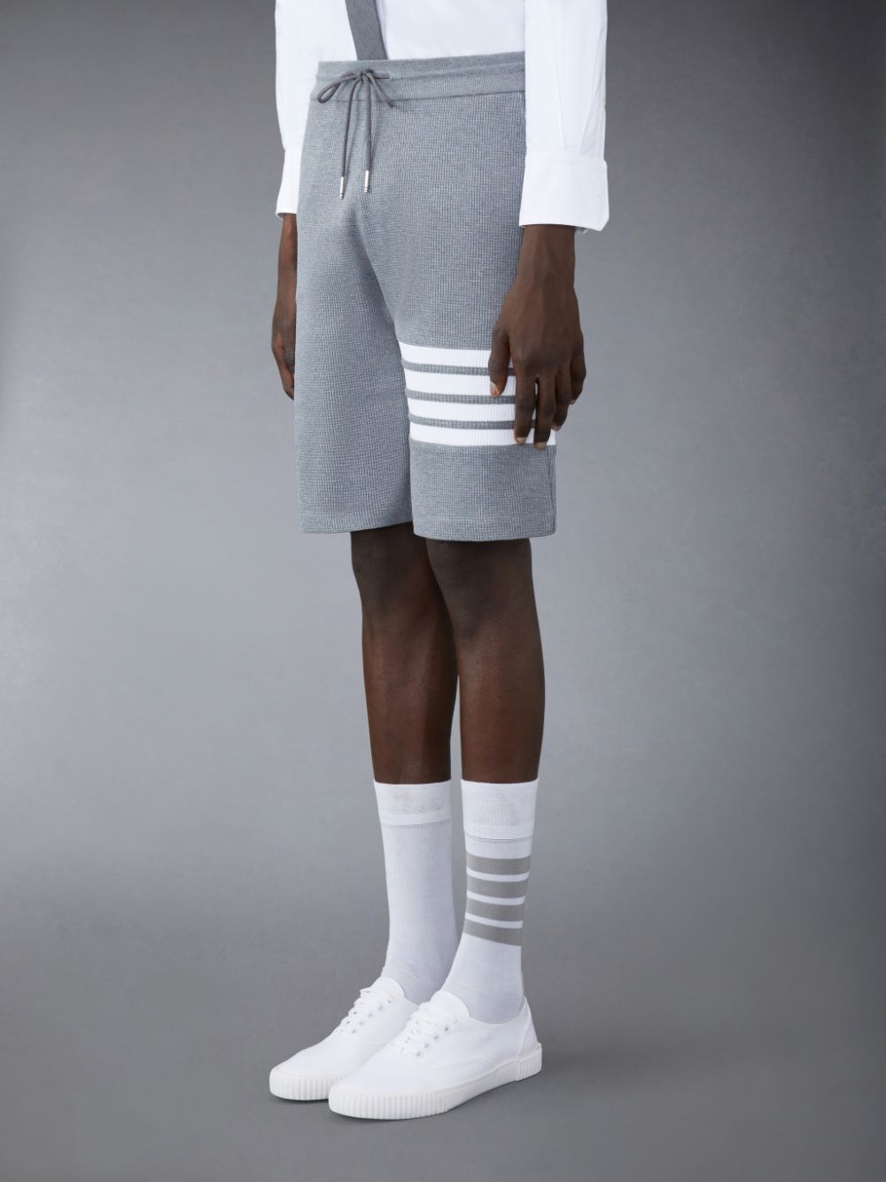 Pantalones Cortos Deportivos Thom Browne Waffle 4-Bar Hombre Gris | MRX07C33843