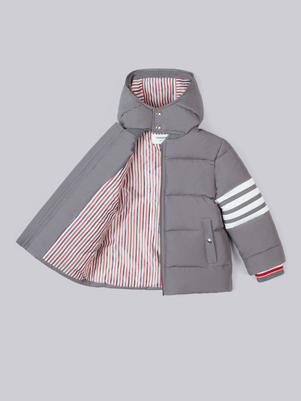 Parka Thom Browne Medium Ripstop Downfilled Hooded 4-Bar Niño Gris | KRB82V23873