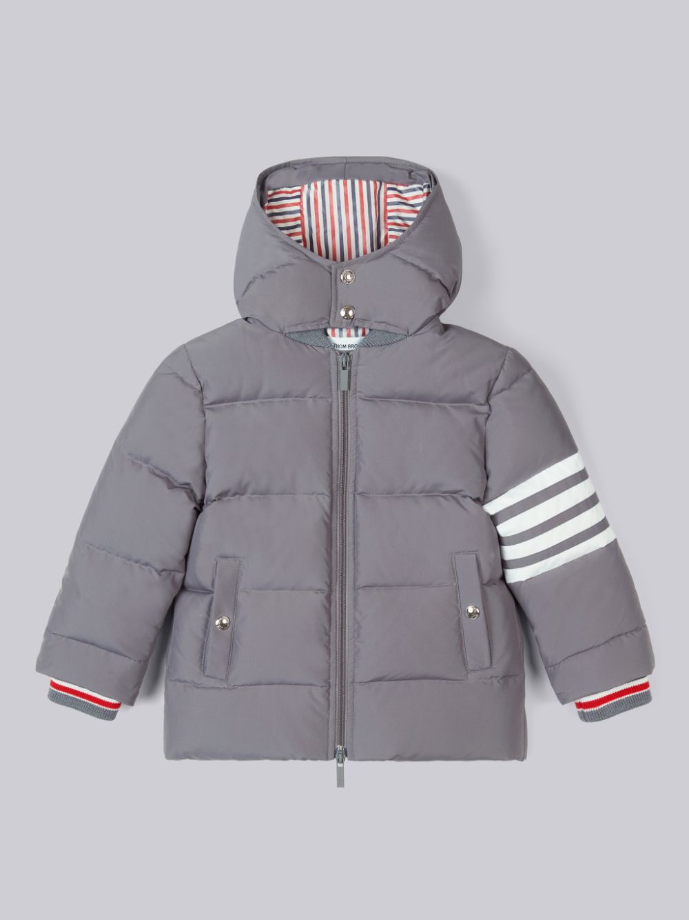Parka Thom Browne Medium Ripstop Downfilled Hooded 4-Bar Niño Gris | KRB82V23873