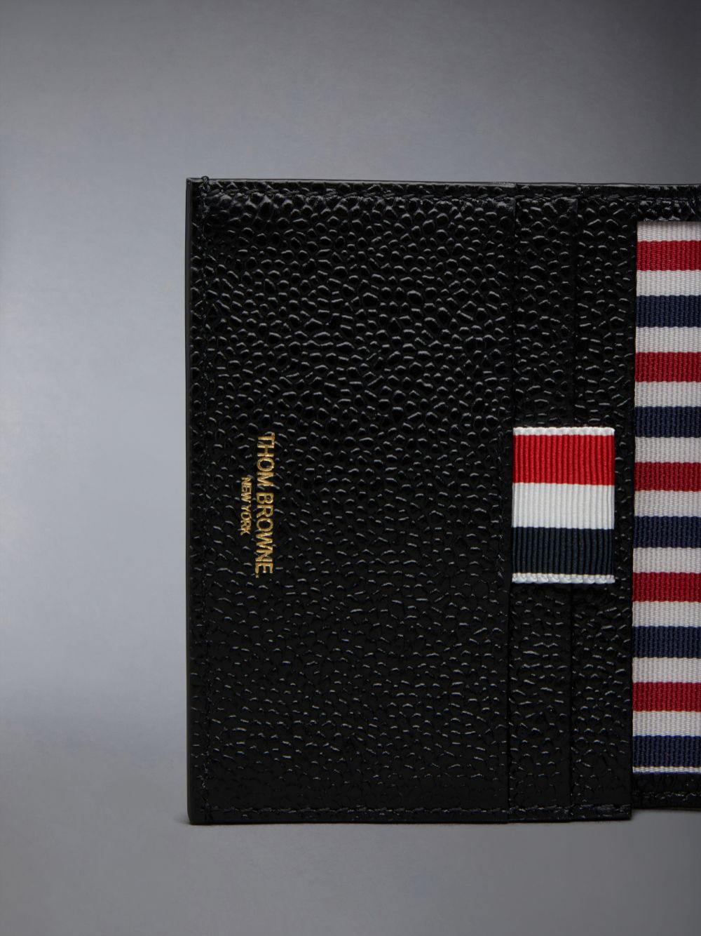 Porta Tarjetas Thom Browne Cotton Canvas Leather Frame Double Hombre Beige | PJU63E37007