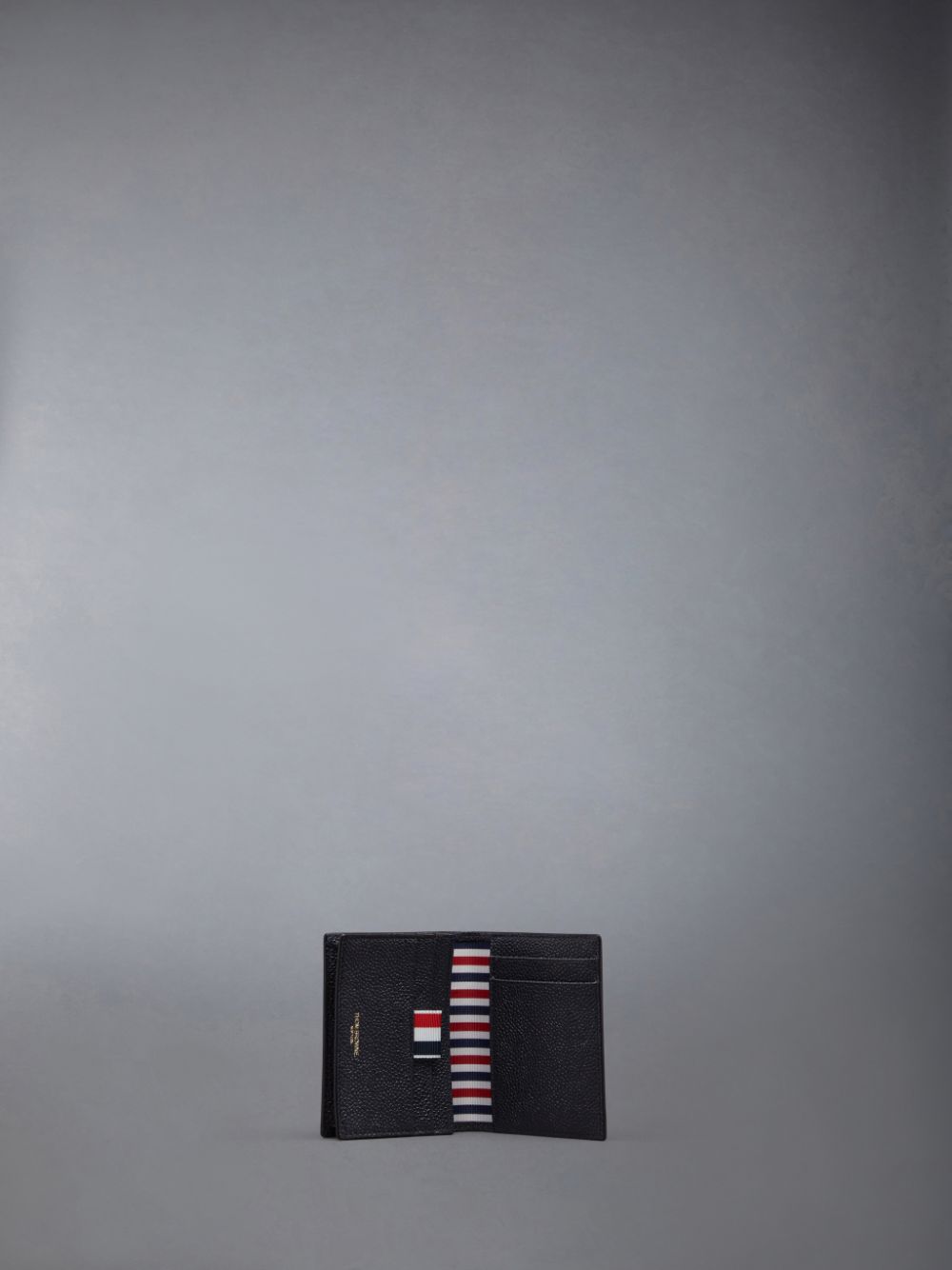 Porta Tarjetas Thom Browne Double W/ Open Pocket in Pebble Grain Leather Hombre Negras | XHO06F32730