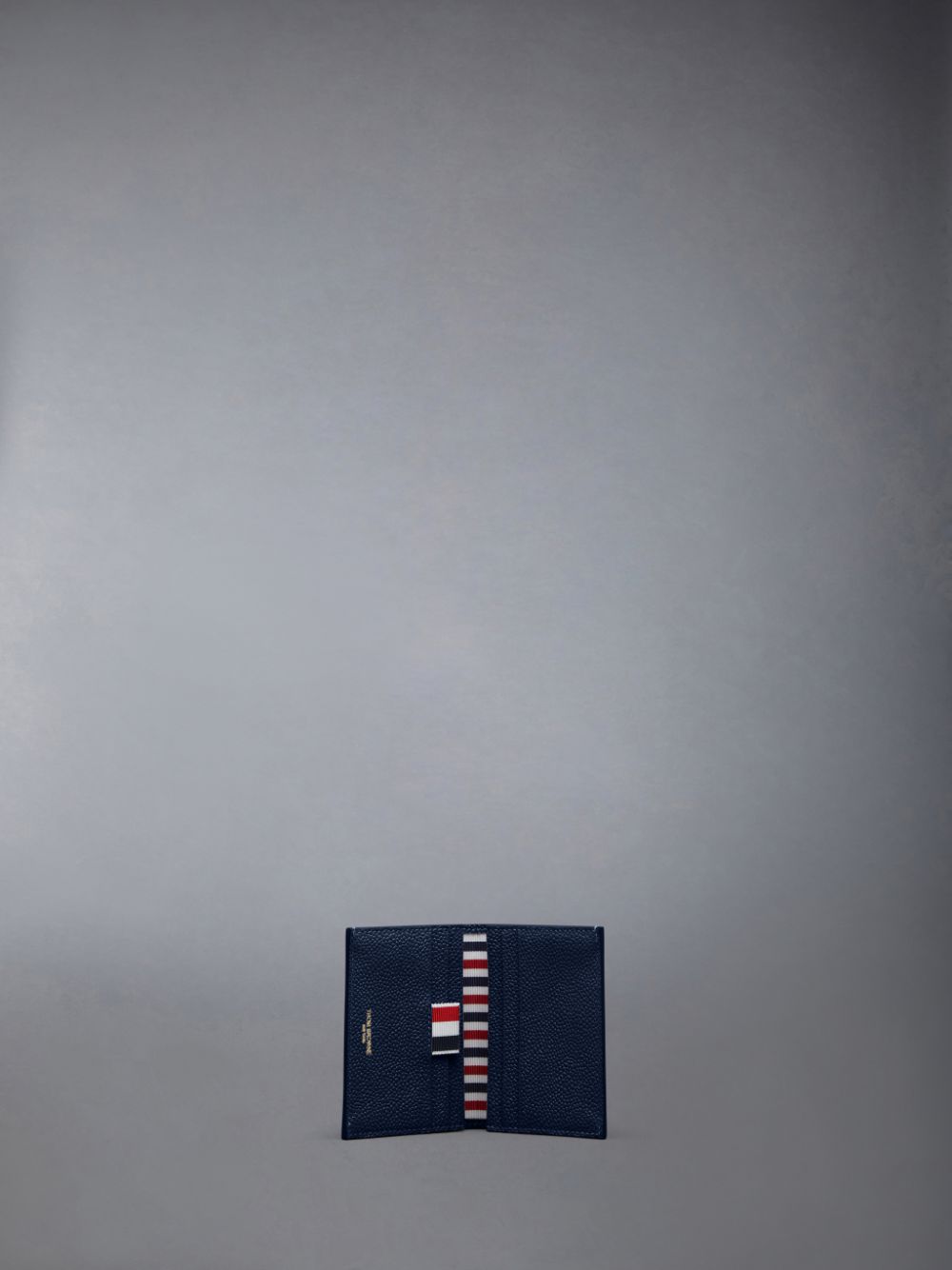 Porta Tarjetas Thom Browne Double in Pebble Grain Leather Mujer Azules | YLD65L00921