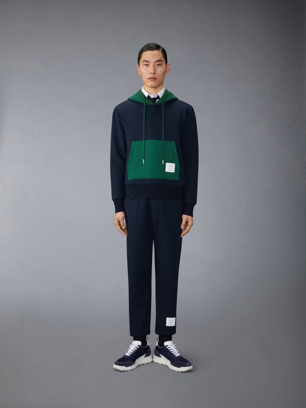 Pullover Thom Browne Brushed Color Blocked Hoodie Hombre Azules | BTP47E75876