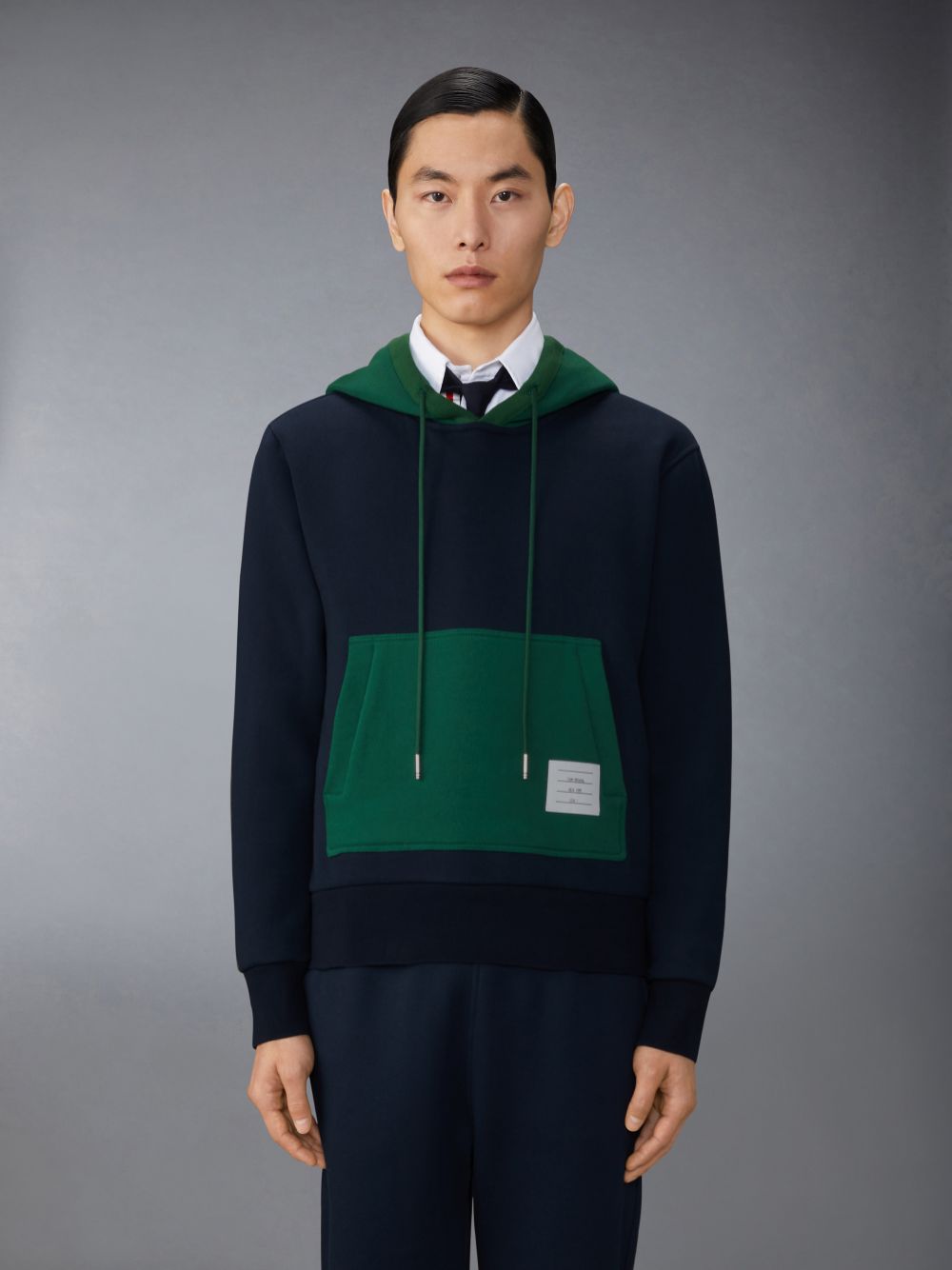 Pullover Thom Browne Brushed Color Blocked Hoodie Hombre Azules | BTP47E75876