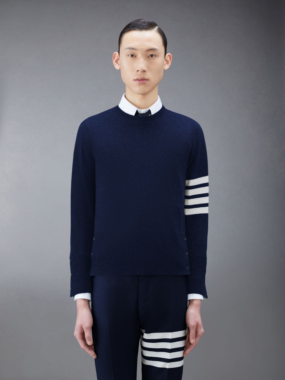 Pullover Thom Browne Cashmere 4-Bar Classic Hombre Azules | NDR98P76484