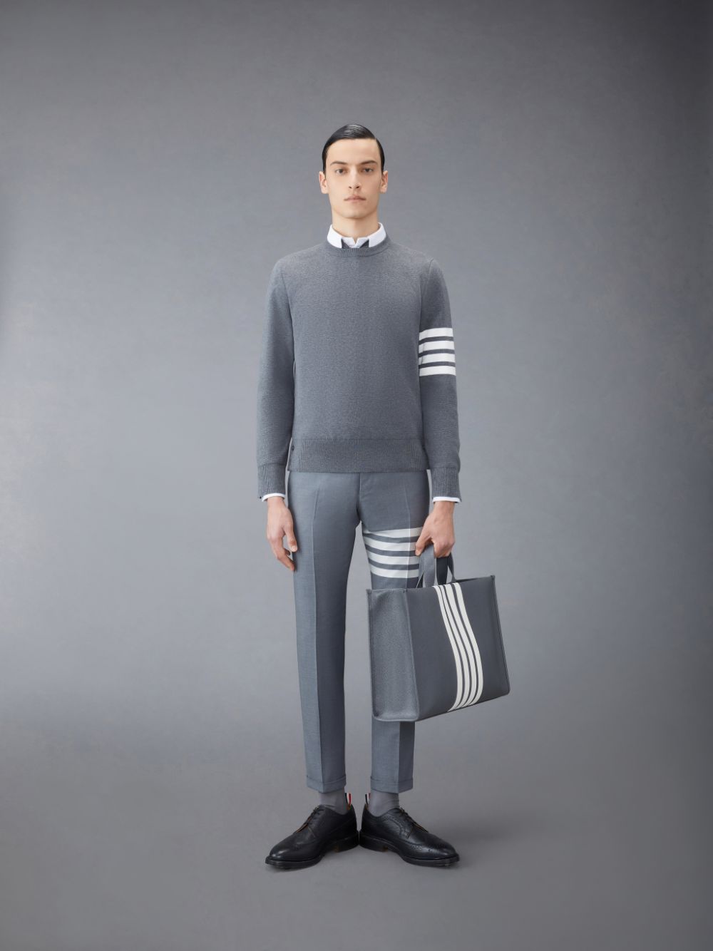 Pullover Thom Browne Cotton Crepe Hombre Gris | LQX61P07316
