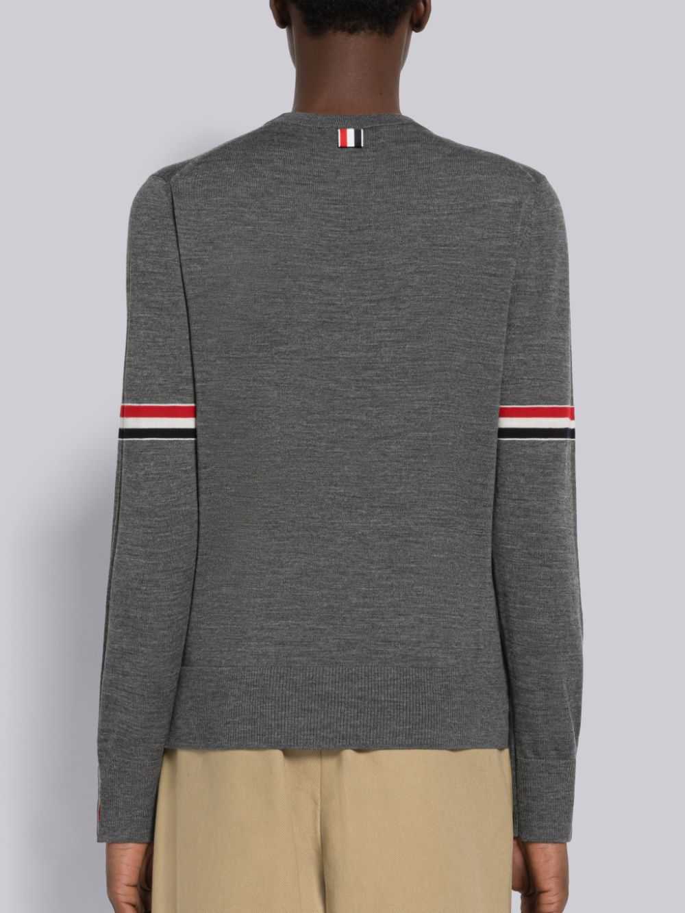Pullover Thom Browne Fine Merino Stripe Crew Neck Hombre Gris | UMA58H44472