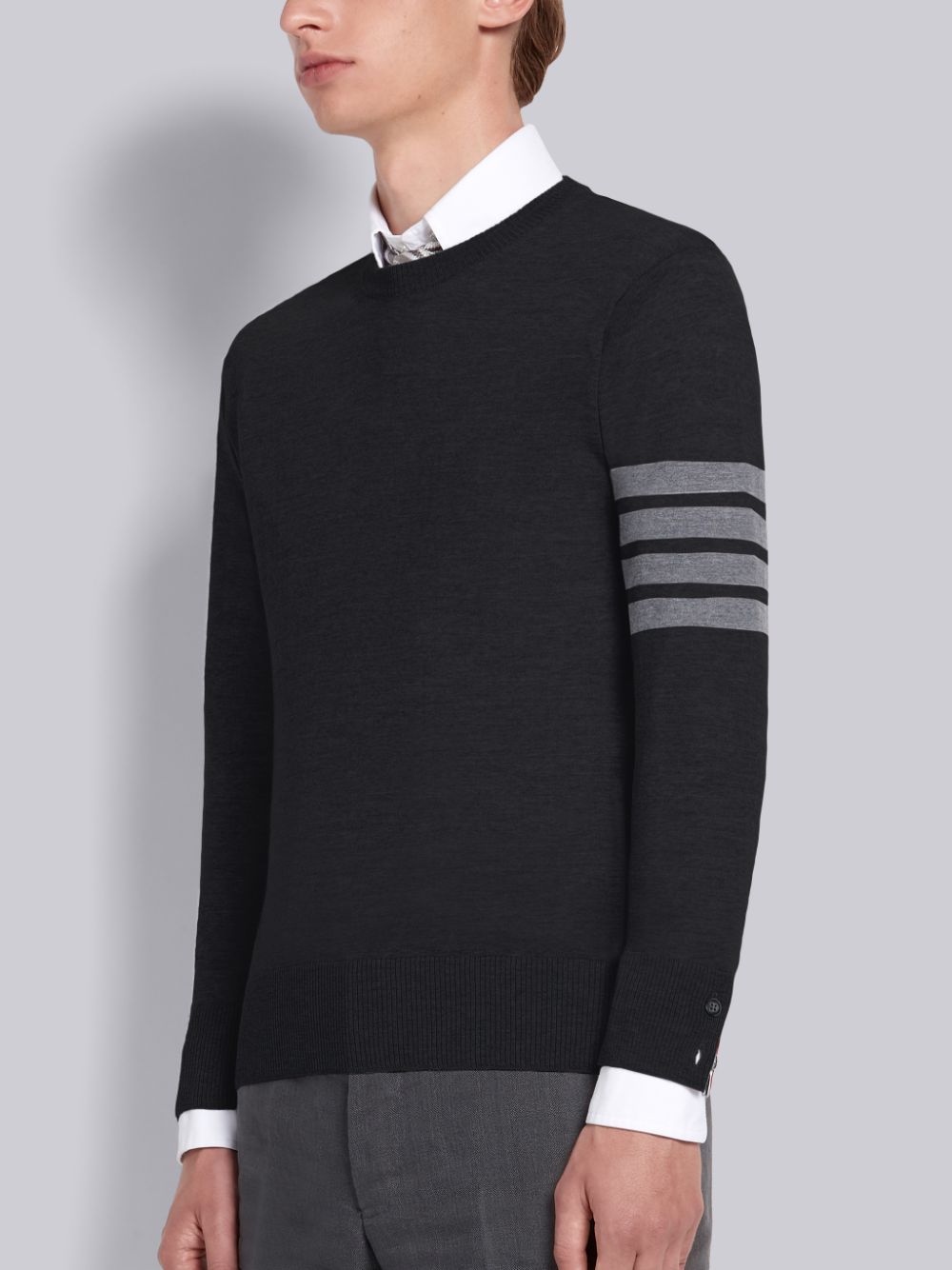 Pullover Thom Browne Fine Merino Wool 4-Bar Classic Crewneck Hombre Negras | IHR55J54868