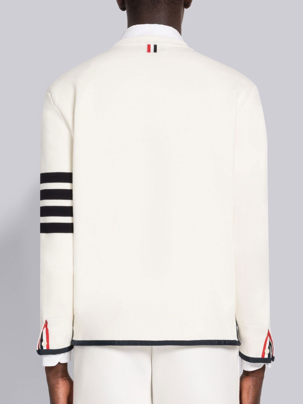 Pullover Thom Browne MILANO STITCH COTTON TIPPING 4-BAR BOXY CREW NECK Hombre Blancas | TRA03J05835