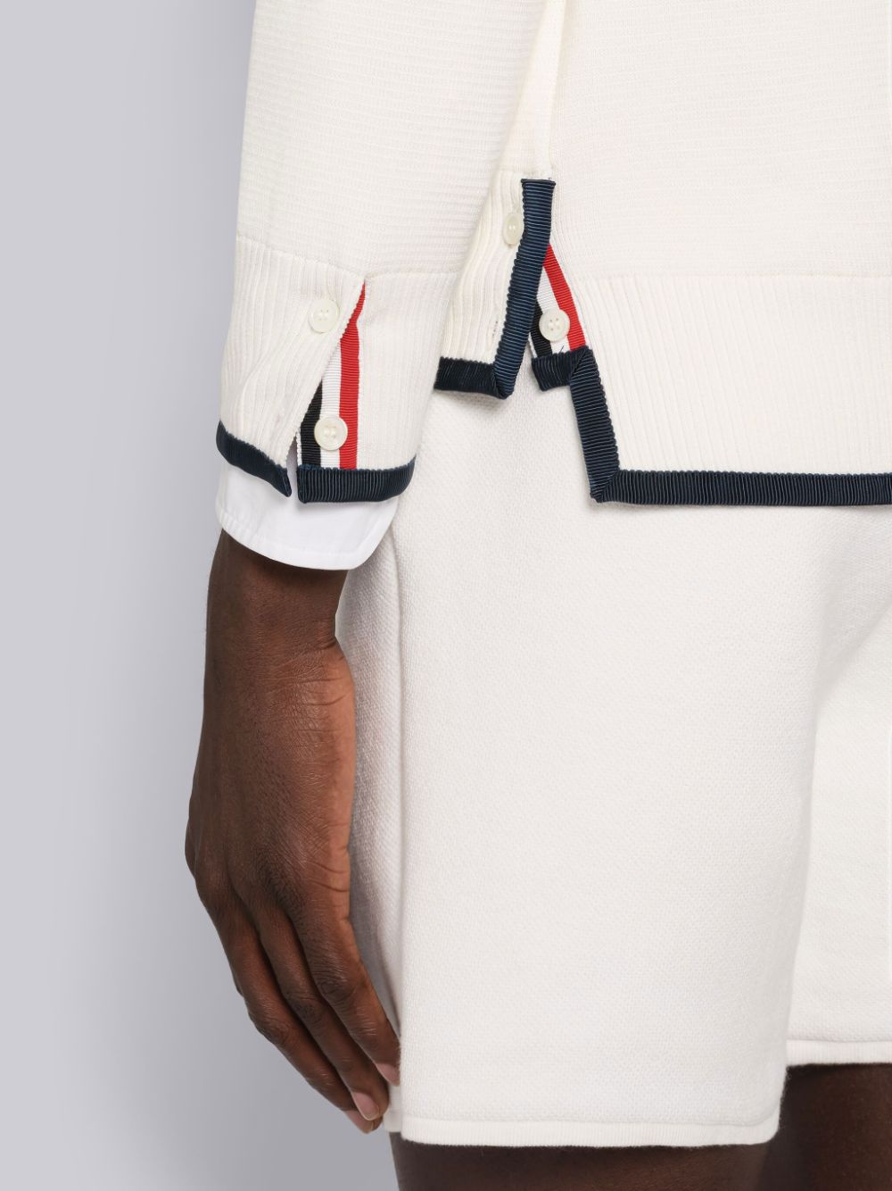 Pullover Thom Browne MILANO STITCH COTTON TIPPING 4-BAR BOXY CREW NECK Hombre Blancas | TRA03J05835