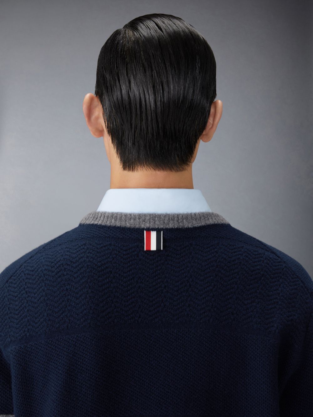 Pullover Thom Browne Merino Wool 4-Bar Textured Rugby Stripe Crew Neck Hombre Azules | MCU37X14652