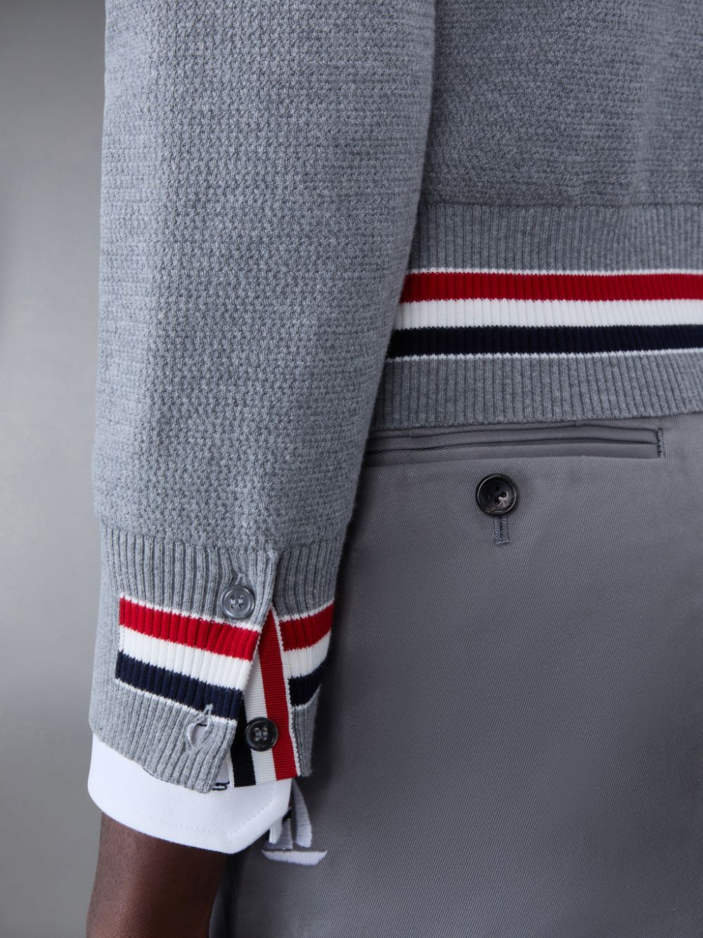 Pullover Thom Browne Textured Cotton Stripe Crew Neck Hombre Gris | WGC40D71450