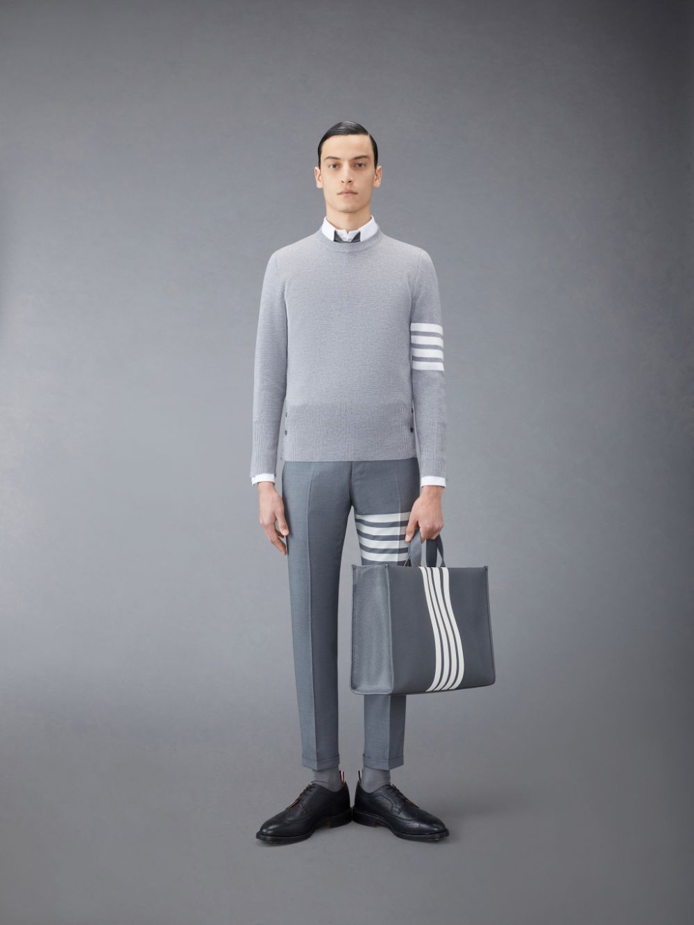 Pullover Thom Browne Wool 4-Bar Hombre Gris | FFQ01U81905