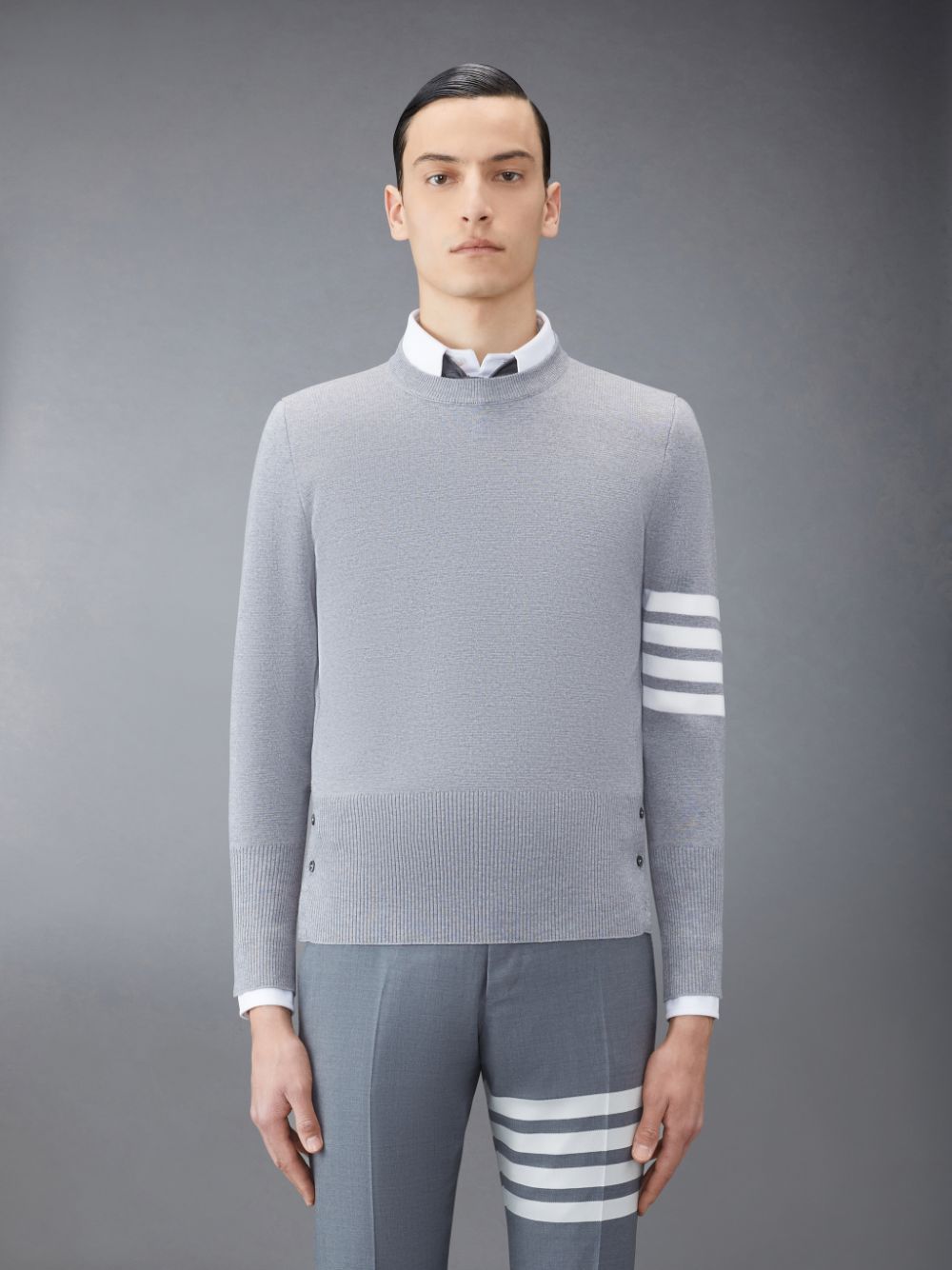 Pullover Thom Browne Wool 4-Bar Hombre Gris | FFQ01U81905