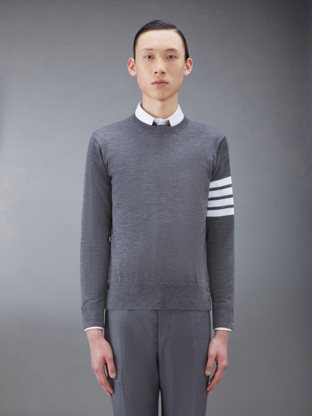 Pullover Thom Browne Wool 4-Bar Hombre Gris | DGN69N39341