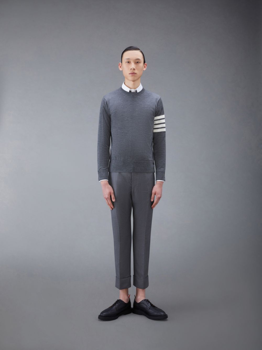 Pullover Thom Browne Wool 4-Bar Hombre Gris | NWJ92A89531