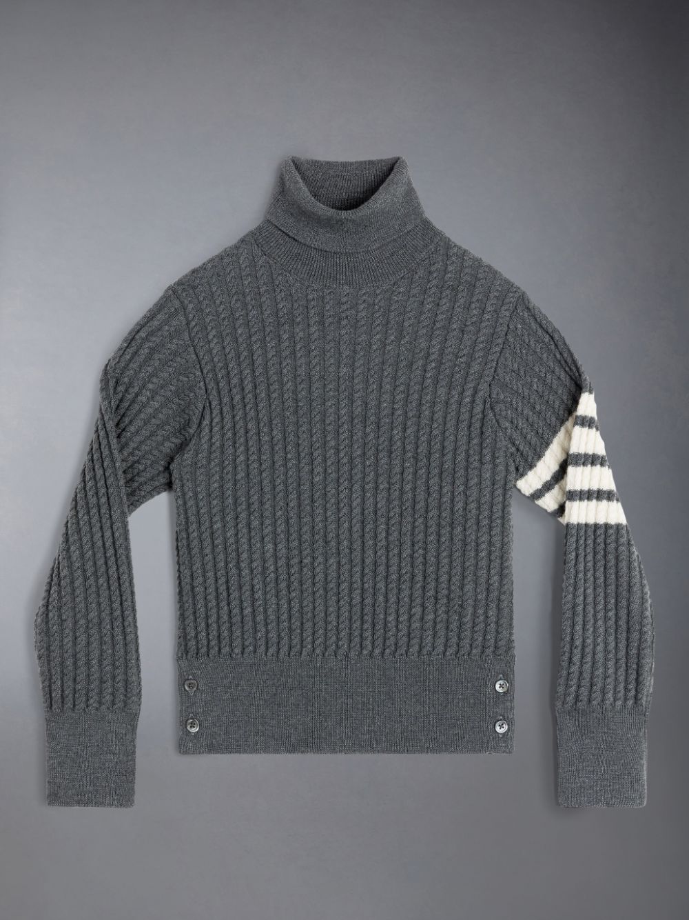 Pullover Thom Browne Wool Cable Knit 4-Bar Niño Gris | OJX39X89172