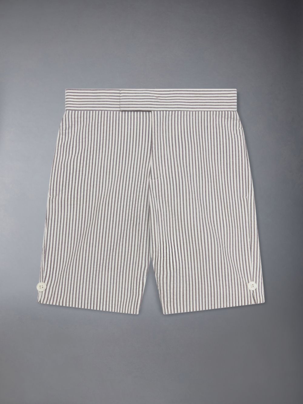 Short Thom Browne Cotton Seersucker Bermuda Niño Gris | DHX48H66292