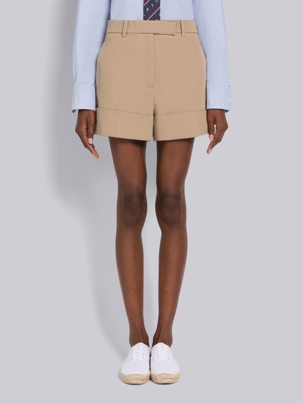 Short Thom Browne Piece Dyed Cotton Gabardine Beltloop Sack Mujer Beige | LKO36T77357