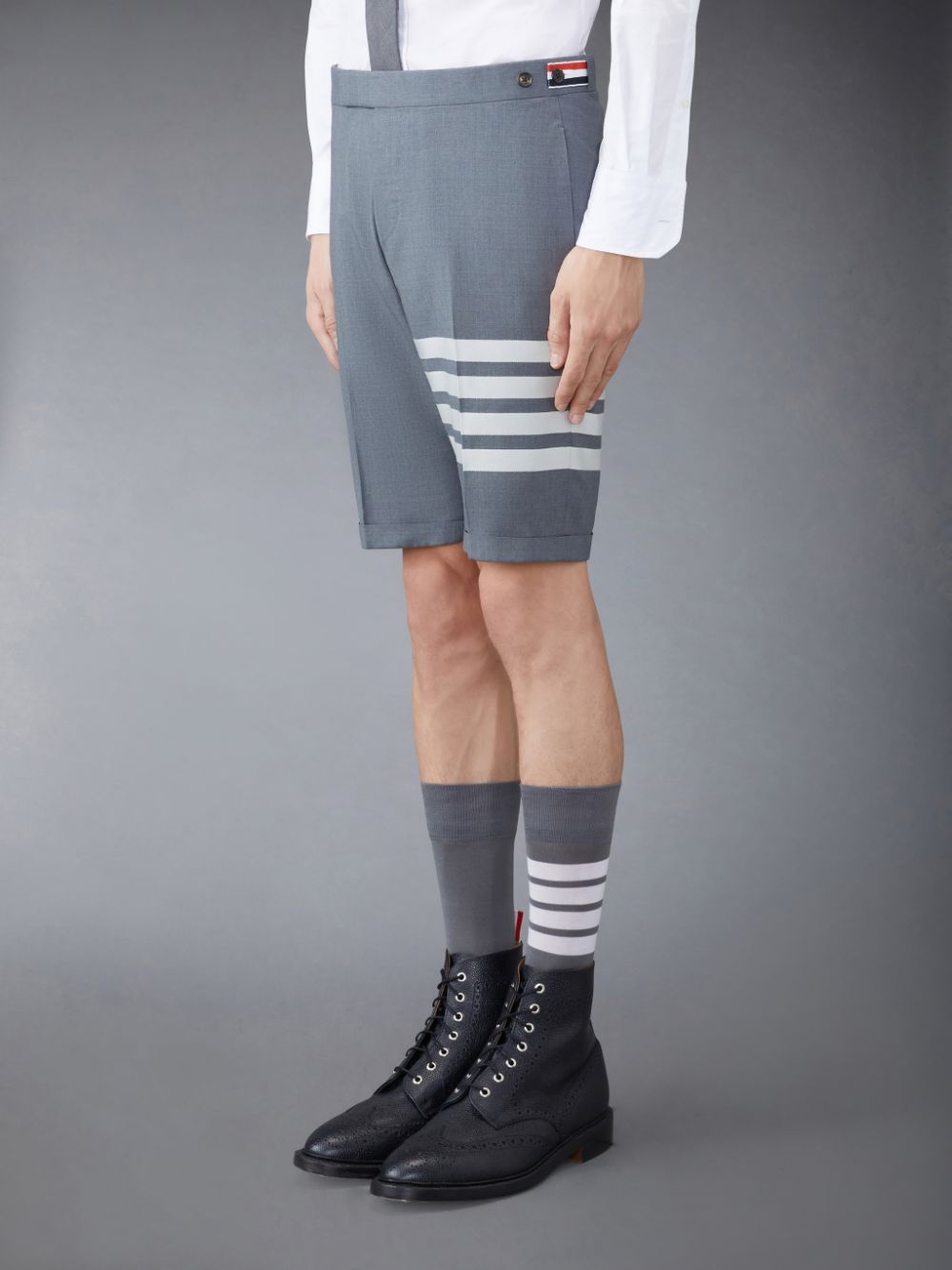 Short Thom Browne Plain Weave 4-Bar Low Rise Hombre Gris | VYG75M59587