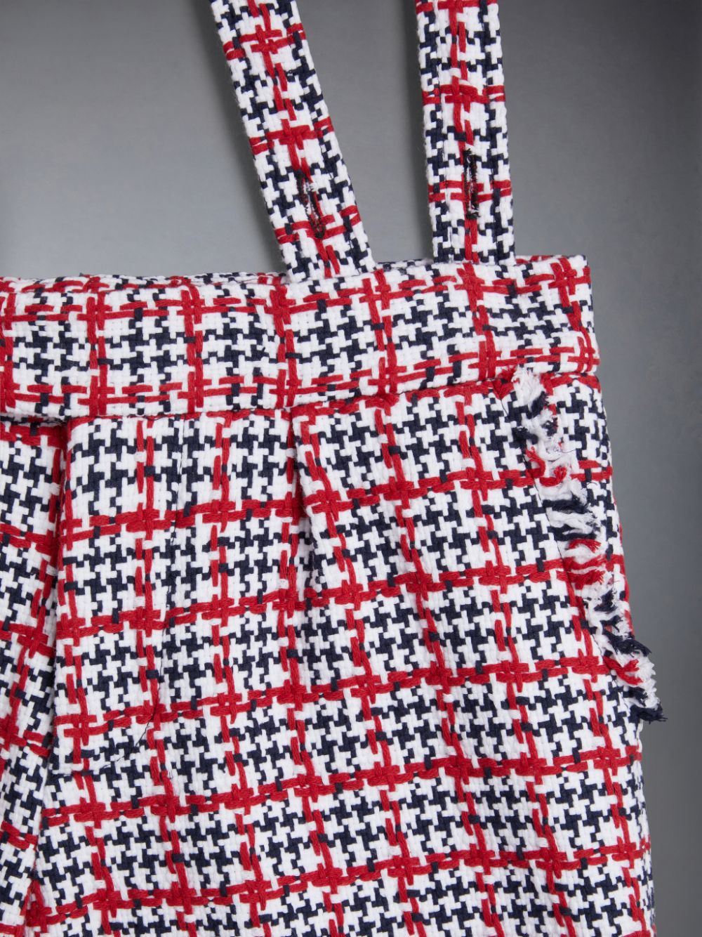Short Thom Browne Summer Tweed Fray Suspender Niña Blancas | OLP65F72009