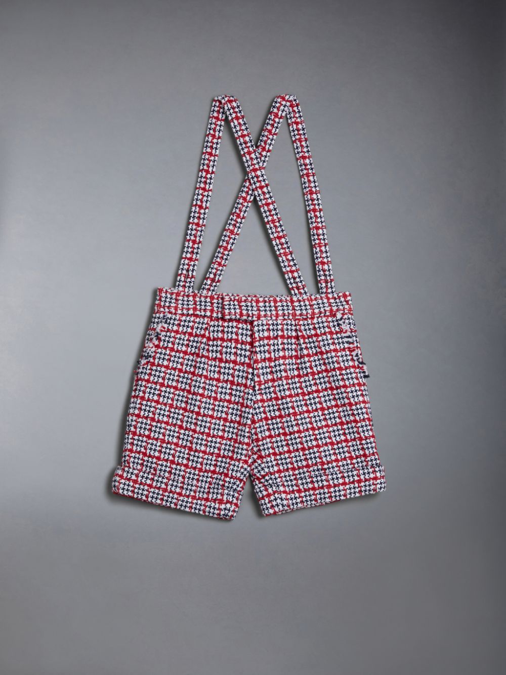 Short Thom Browne Summer Tweed Fray Suspender Niña Blancas | OLP65F72009