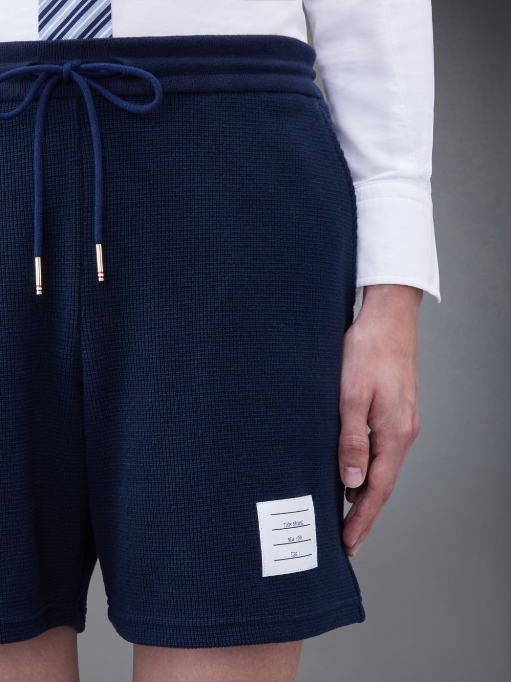 Short Thom Browne Textured Cotton Midi Hombre Azules | PLS48L15580