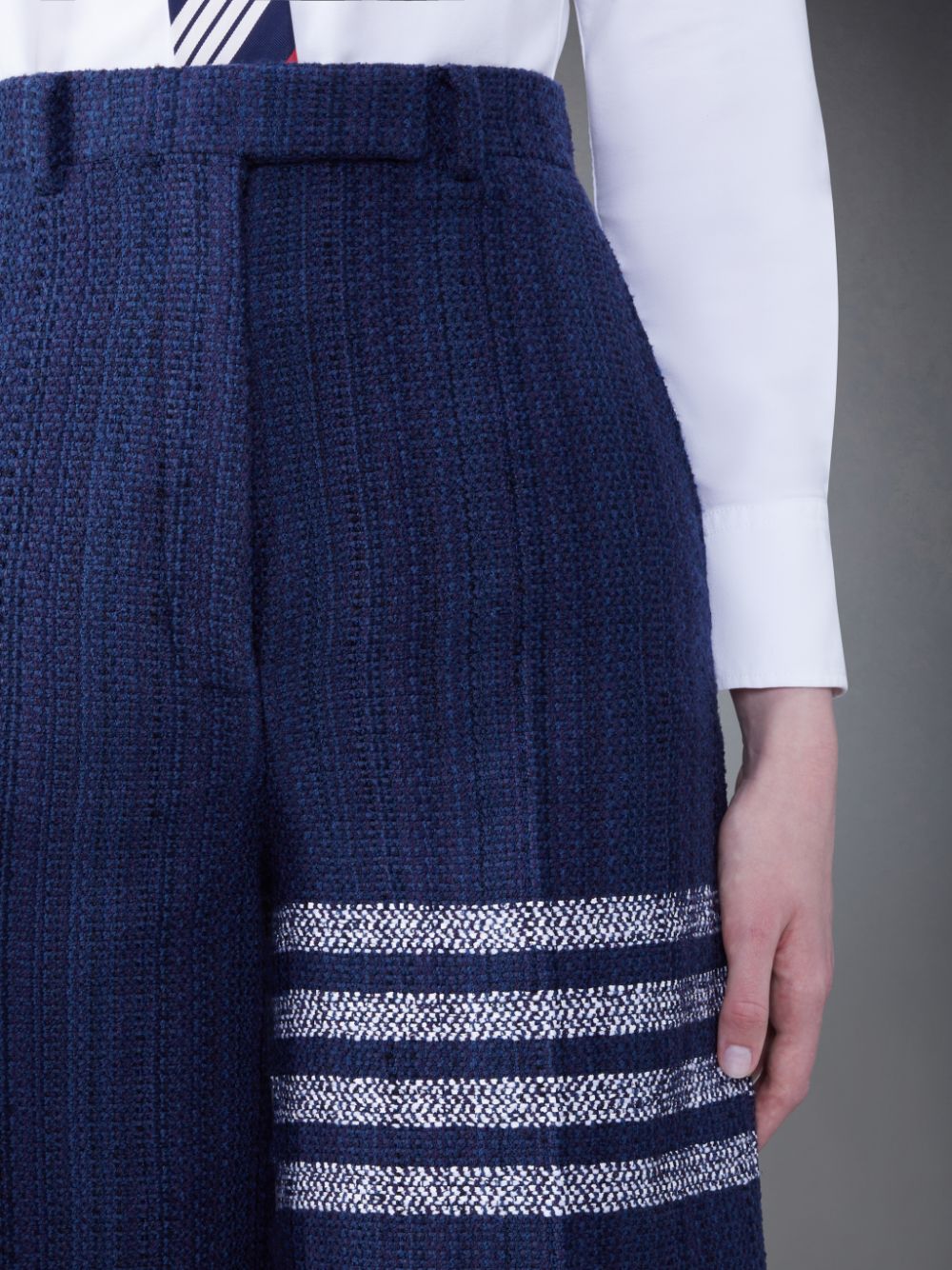 Short Thom Browne Tweed Fray 4-Bar High Waist Mujer Azules | QCL17R16814