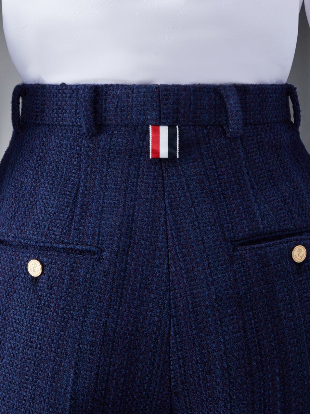 Short Thom Browne Tweed Fray 4-Bar High Waist Mujer Azules | QCL17R16814
