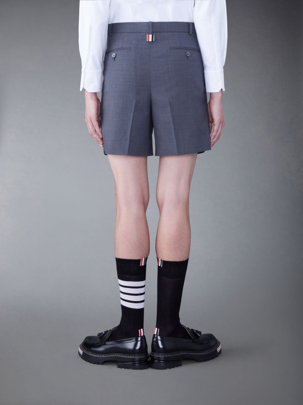 Short Thom Browne Twill Low Rise Sack Mini Hombre Gris | MUF95Y09293