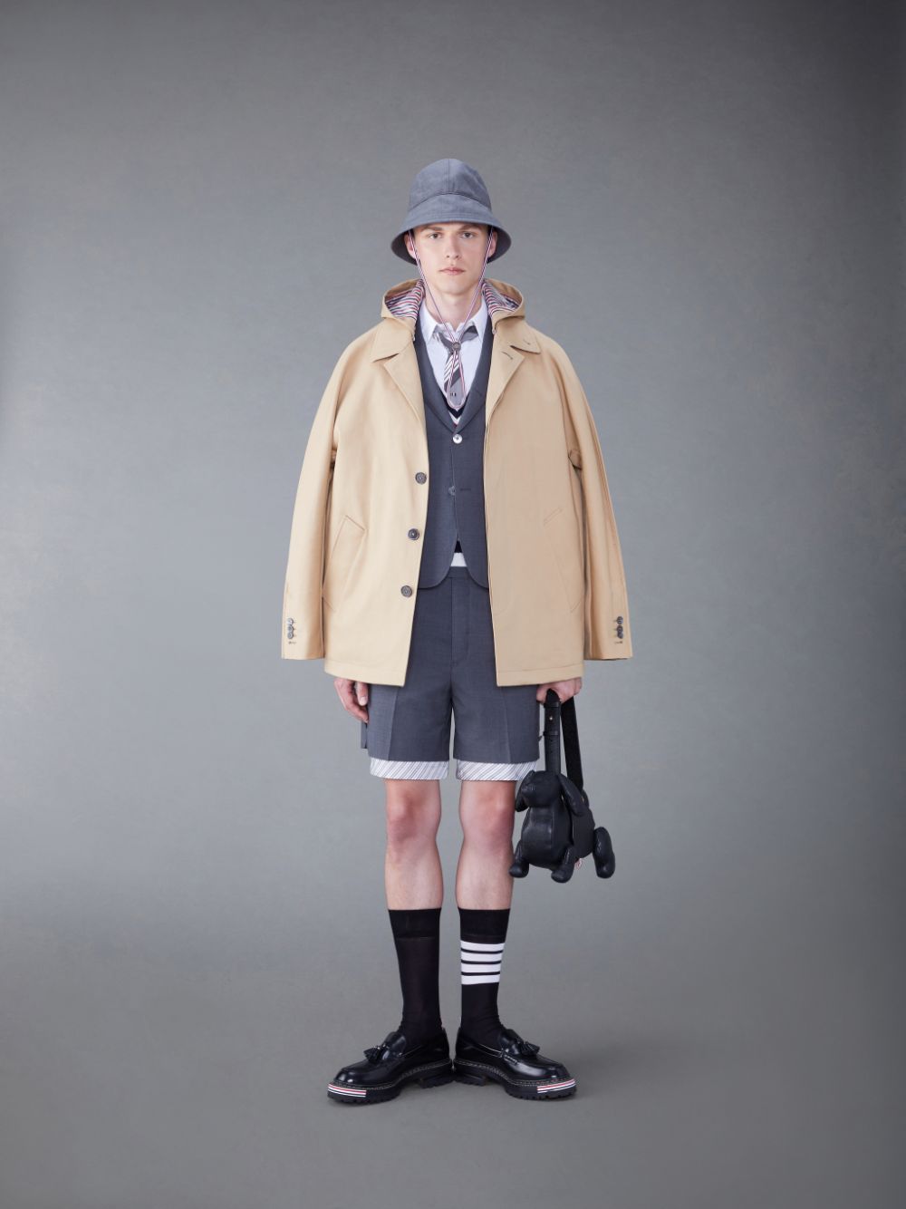 Short Thom Browne Twill Low Rise Sack Mini Hombre Gris | MUF95Y09293