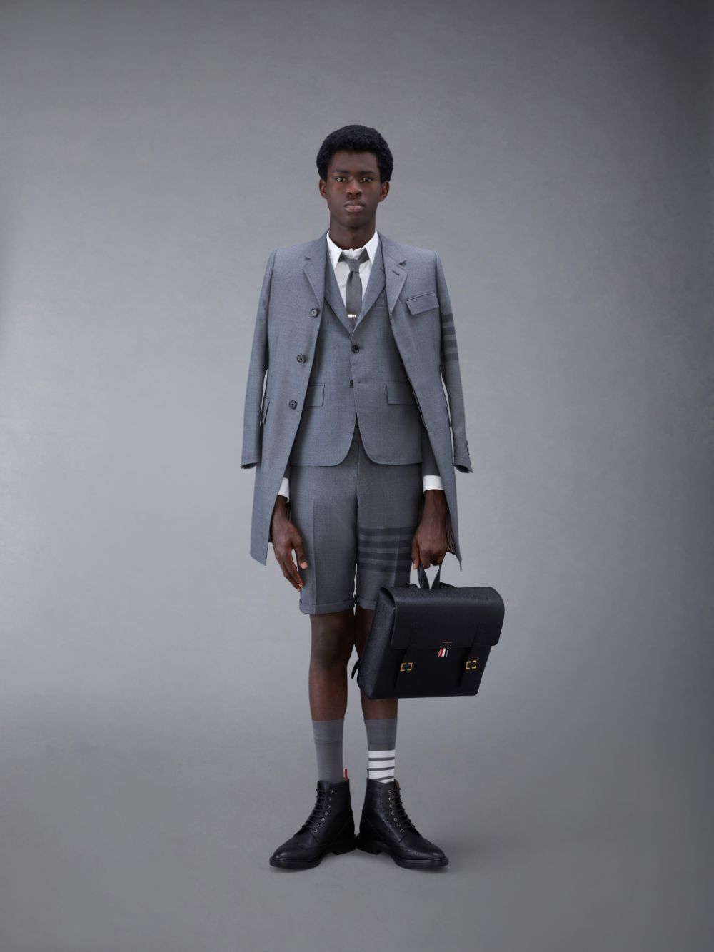 Short Thom Browne Twill School Uniform 4-Bar Low Rise Hombre Gris | SOU05X35744