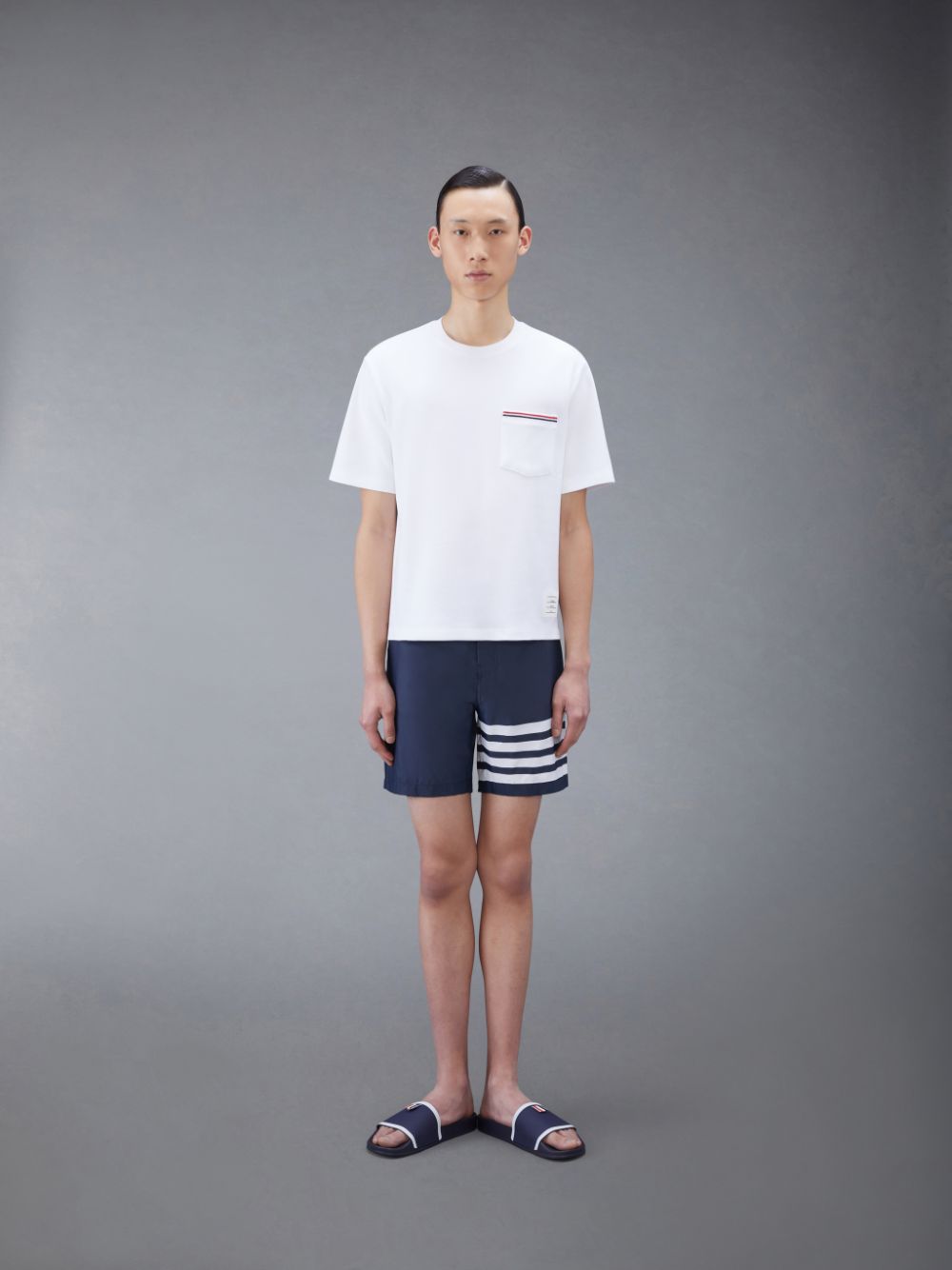 Shorts De Playa Thom Browne Swim Tech 4-Bar Hombre Azules | RTC14V20337
