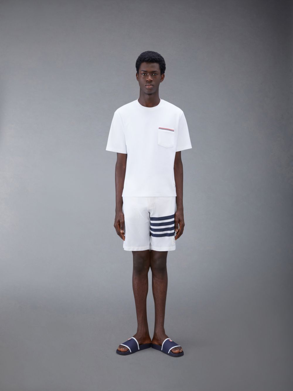 Shorts De Playa Thom Browne Swim Tech 4-Bar Hombre Blancas | LSW97A68603