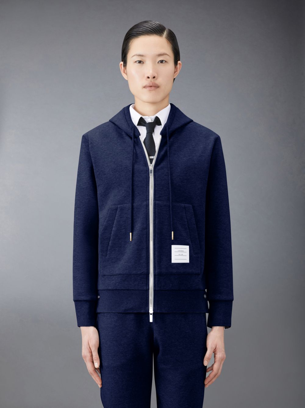 Sudadera con Capucha Thom Browne Classic Loopback Stripe Full Zip Mujer Azules | WIA79Y70100