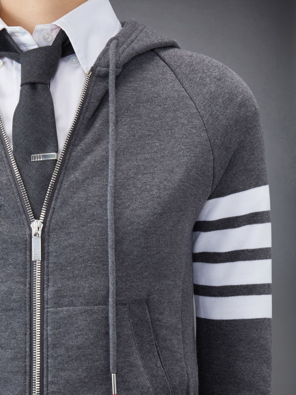 Sudadera con Capucha Thom Browne Classic Loopback Full Zip Mujer Gris | JON73U04919