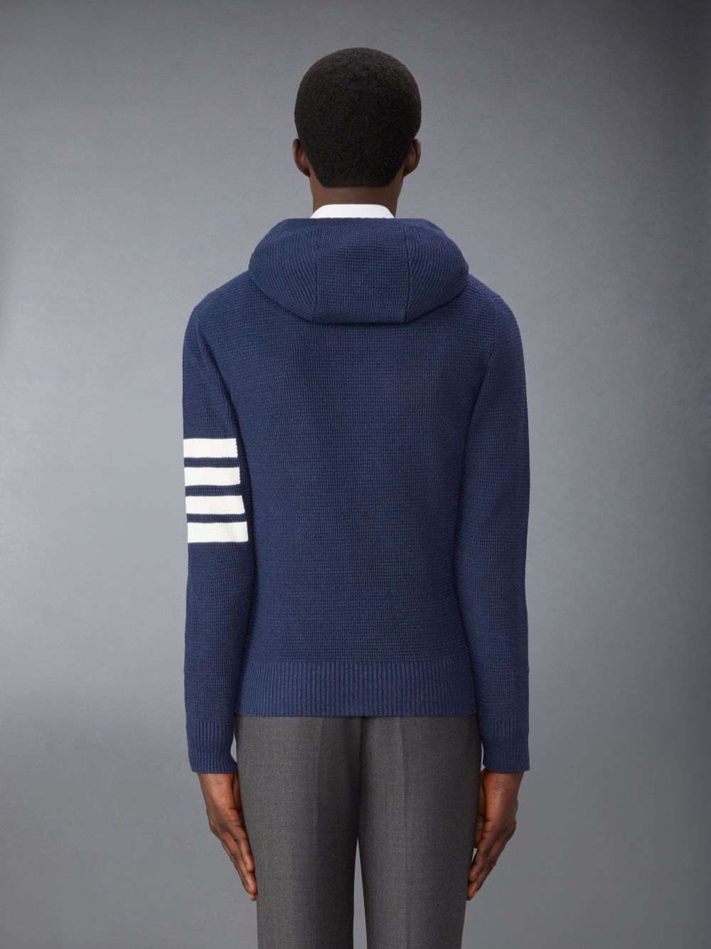 Sudadera con Capucha Thom Browne Linen Cotton 4-Bar Relaxed Fit Zip up Hombre Azules | XRZ06B60745