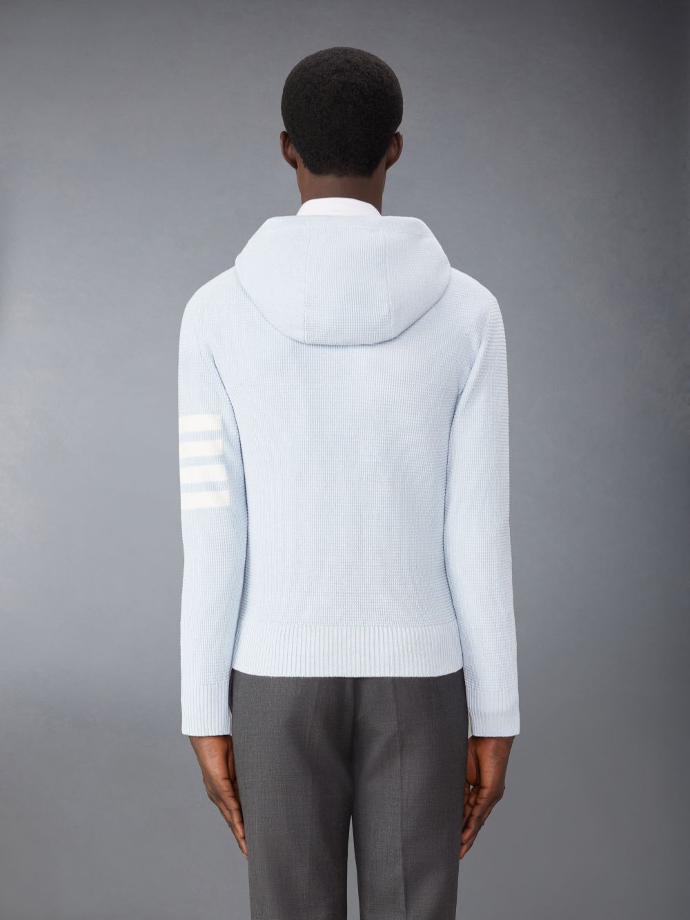 Sudadera con Capucha Thom Browne Linen Cotton 4-Bar Relaxed Fit Zip up Hombre Azules | JJS04E77917