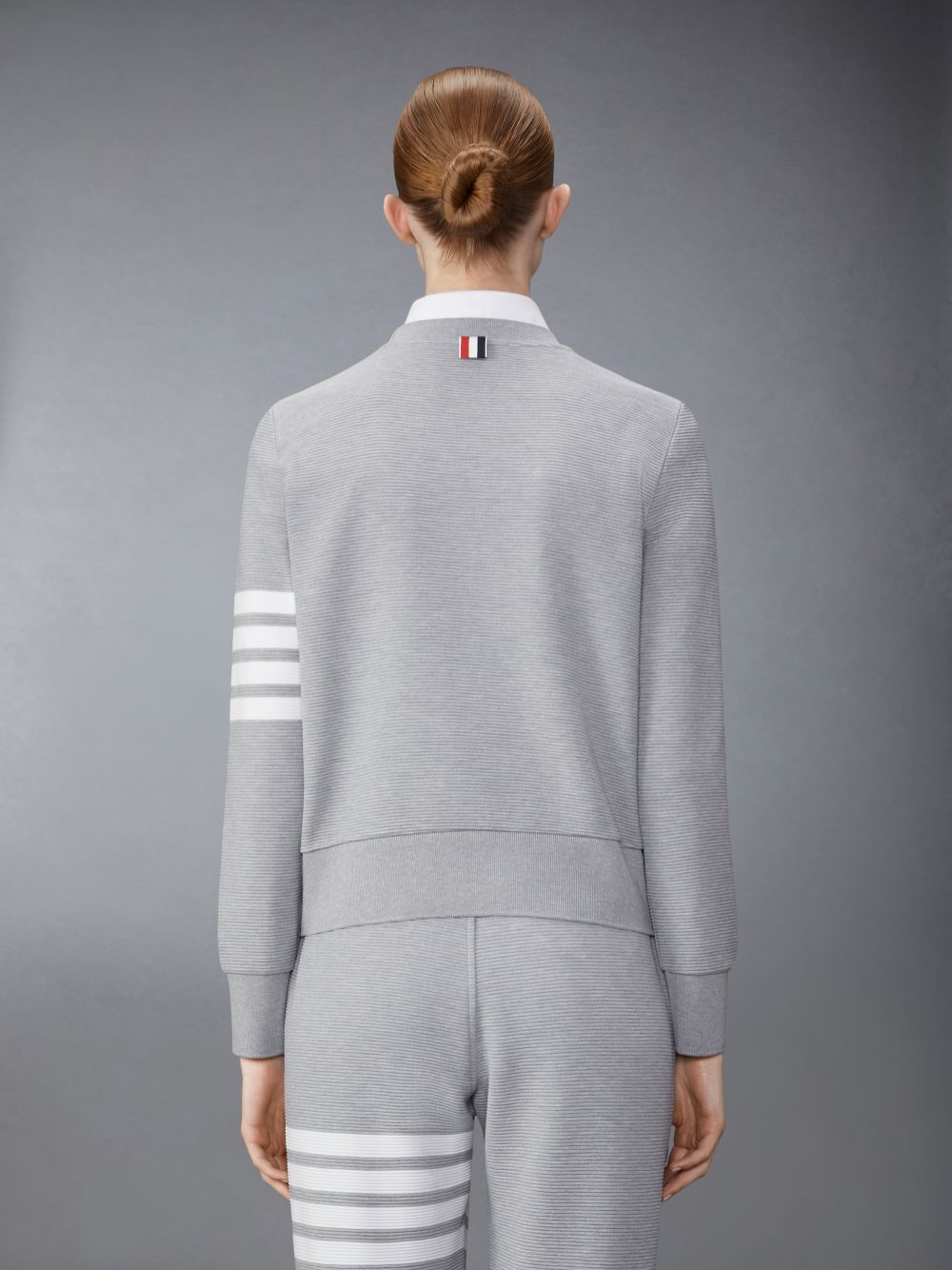 Sudaderas Thom Browne Light Ottoman Rib 4-Bar Crew Neck Mujer Gris | PMQ21H30741