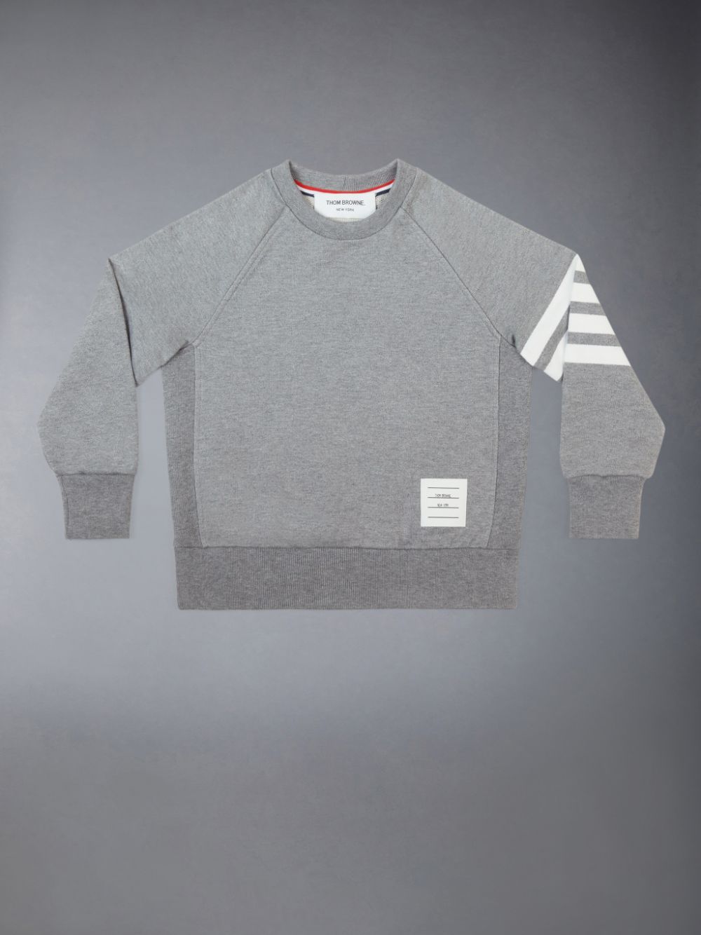 Sudaderas Thom Browne Medium Classic Cotton Loopback Jersey Raglan Sleeve Engineered 4-Bar Niña Gris | ZMS33Y44096