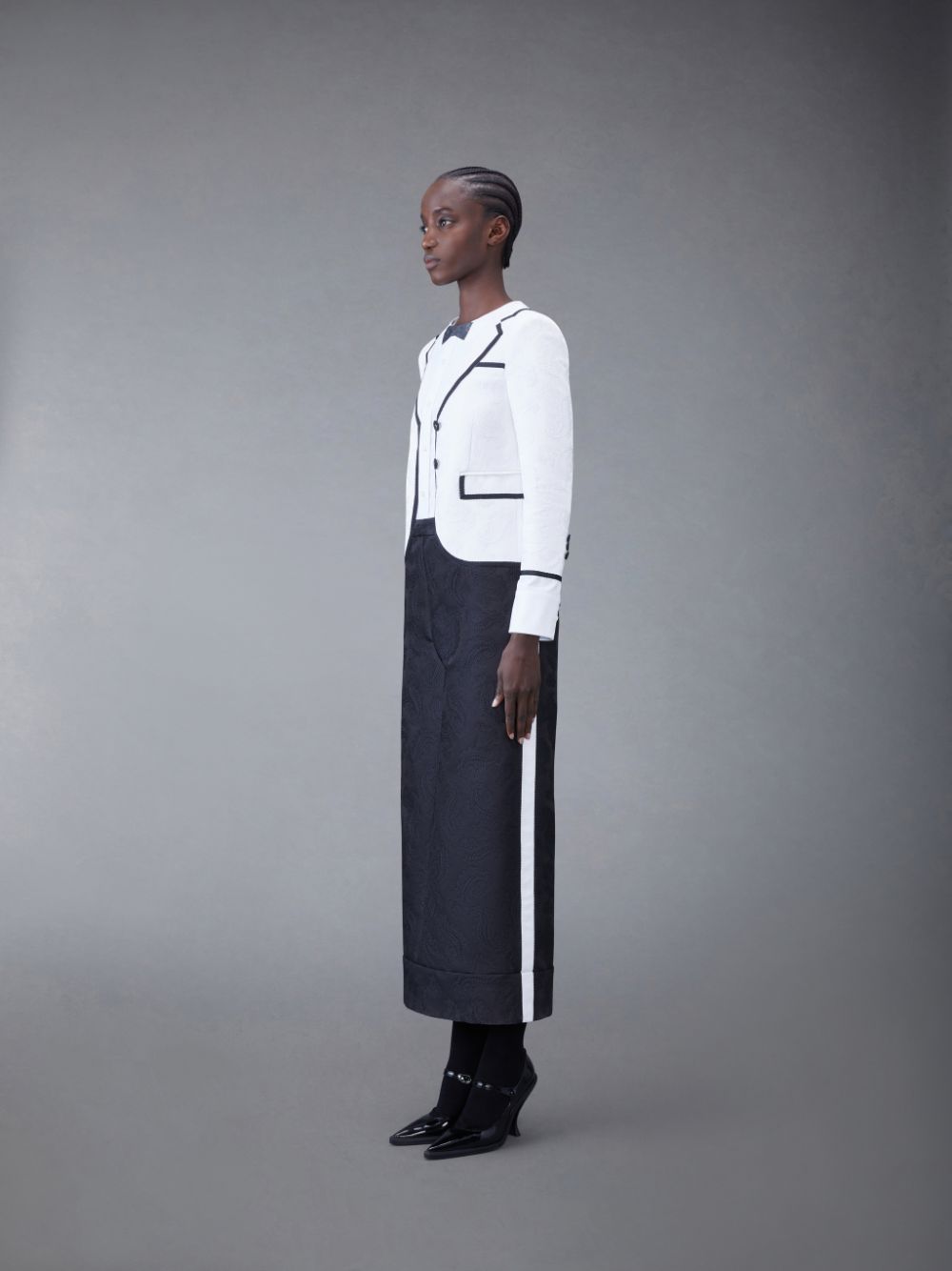 Vestido Thom Browne Paisley Scuba Trompe L'oeil Classic Tuxedo Mujer Blancas | BET02O86739