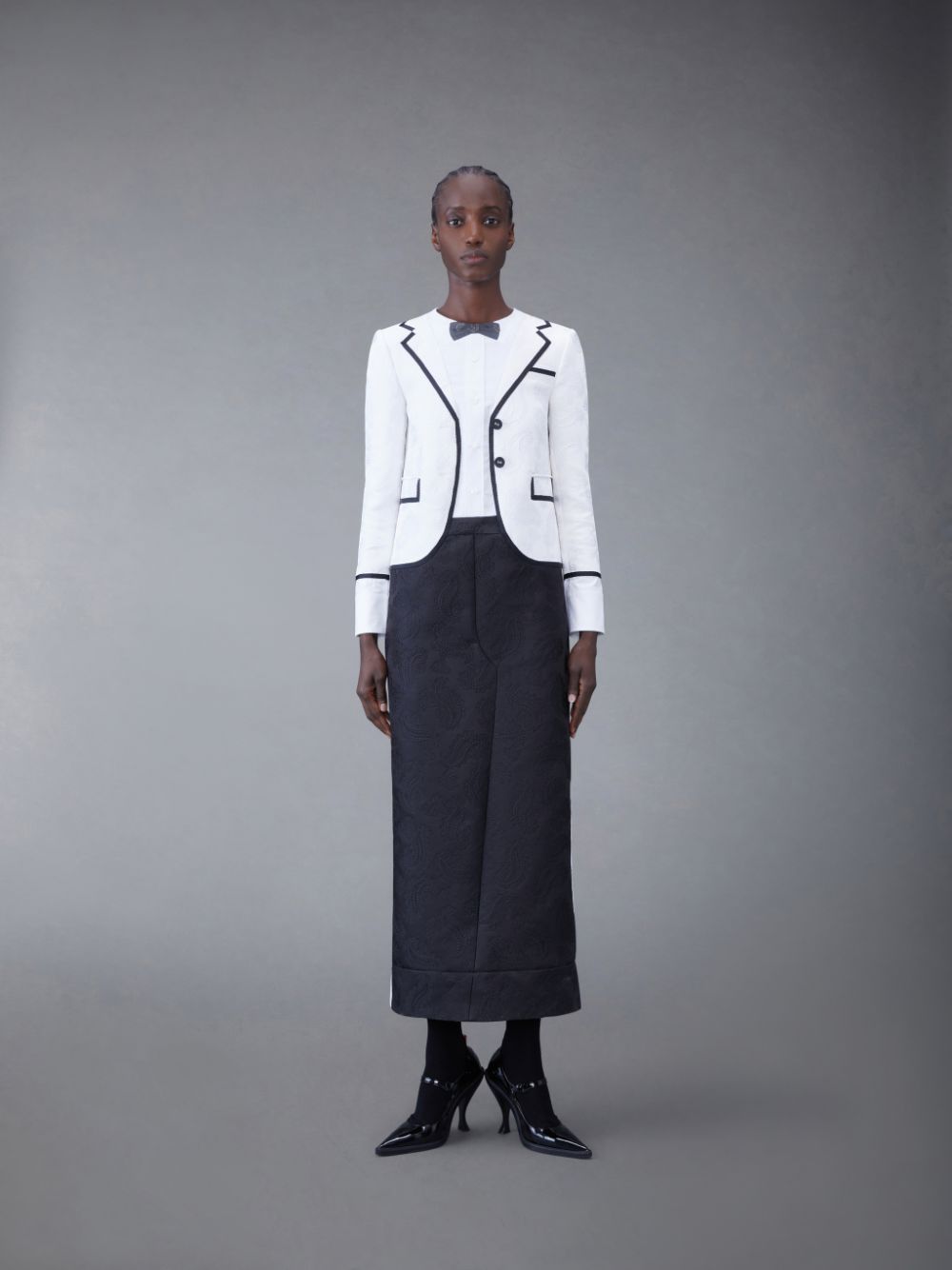 Vestido Thom Browne Paisley Scuba Trompe L\'oeil Classic Tuxedo Mujer Blancas | BET02O86739