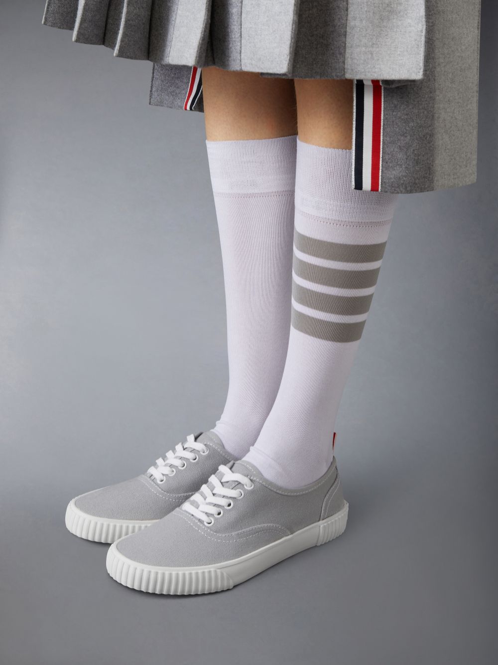 Zapatillas Thom Browne Grey Cotton Canvas Heritage Mujer Gris | LVI54D80224