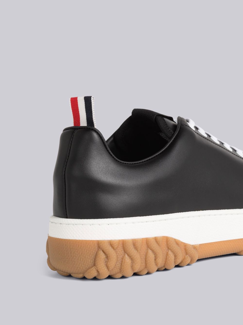Zapatillas Thom Browne Vitello Calf Cable Knit Sole Court Hombre Negras | MWN30J64777