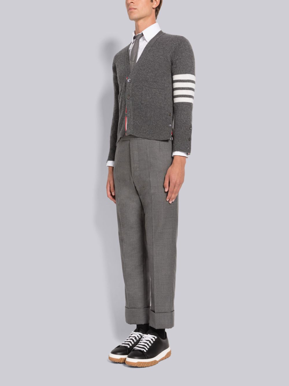 Zapatillas Thom Browne Vitello Calf Cable Knit Sole Court Hombre Negras | MWN30J64777