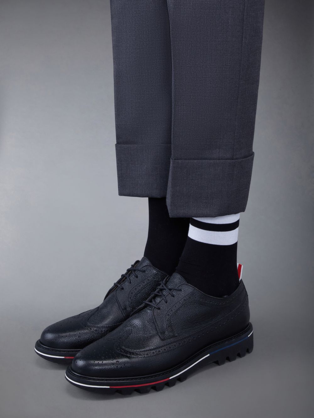 Zapatos Brogue Thom Browne Pebble Grain Leather Tread Sole Longwing Hombre Negras | UTF76Q05095