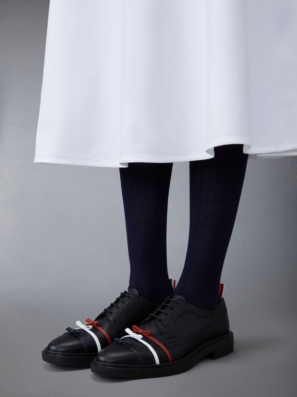 Zapatos Brogue Thom Browne Rubber Sole 3-Bow Longwing Mujer Negras | MEG60A39808