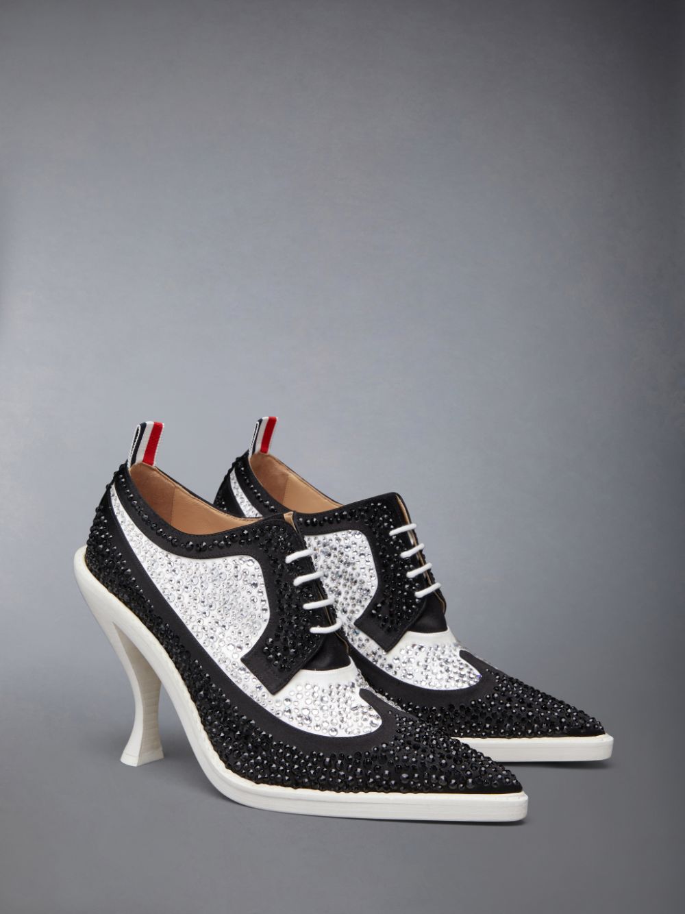 Zapatos Brogue Thom Browne Swarovski Satin Heeled Longwing Mujer Negras | HDH59X27583