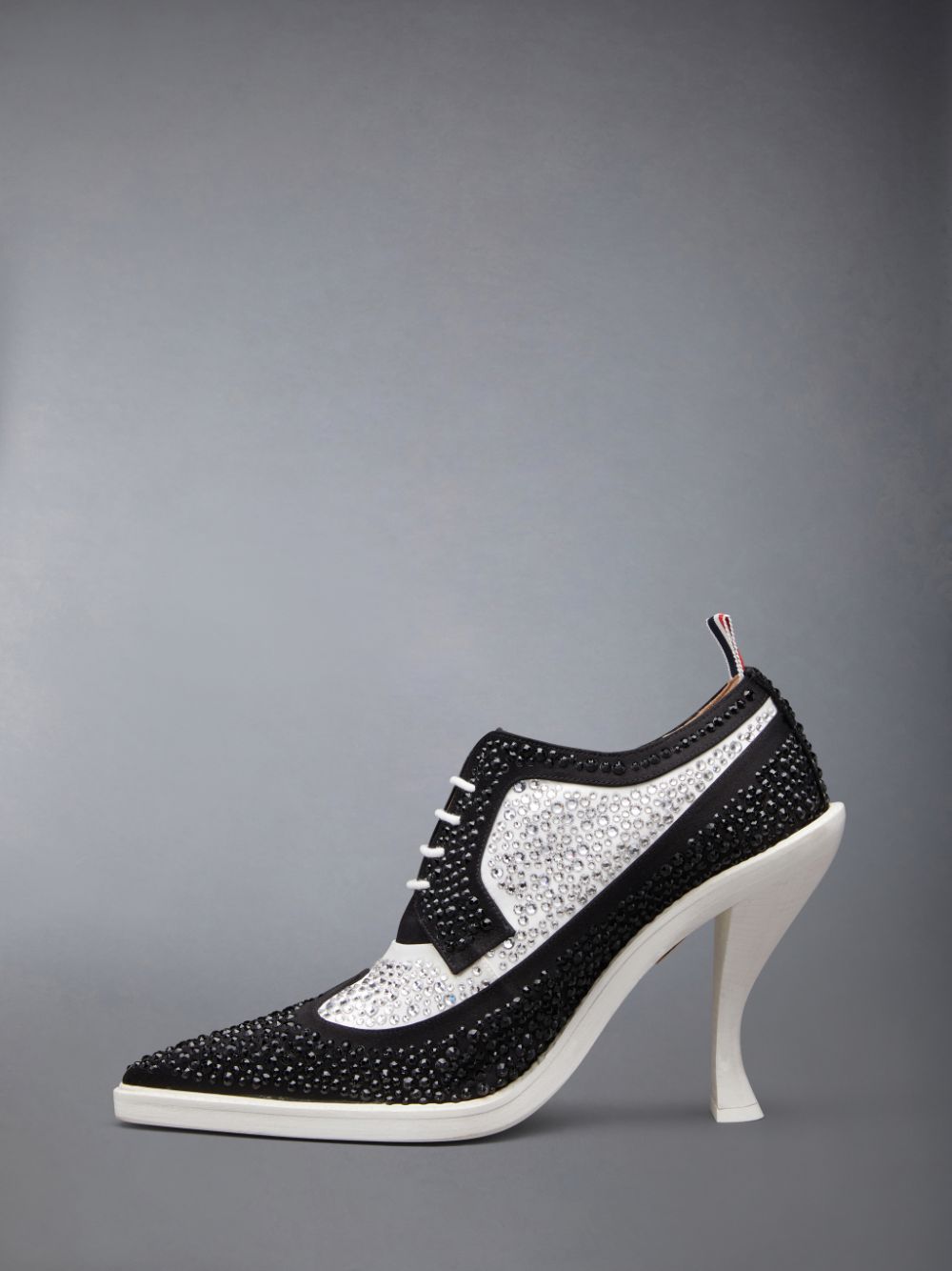Zapatos Brogue Thom Browne Swarovski Satin Heeled Longwing Mujer Negras | HDH59X27583