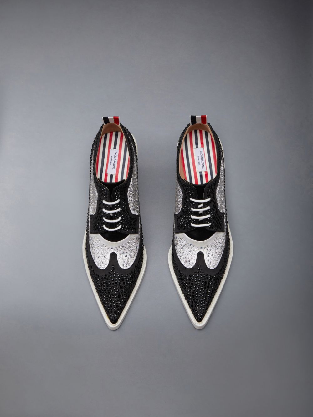 Zapatos Brogue Thom Browne Swarovski Satin Heeled Longwing Mujer Negras | HDH59X27583